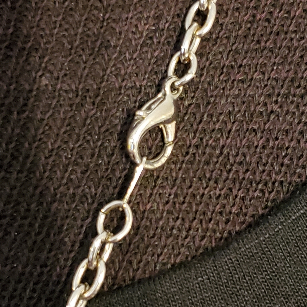 Silvertone heart charms chain necklace 31 inches long - Picture 3 of 6